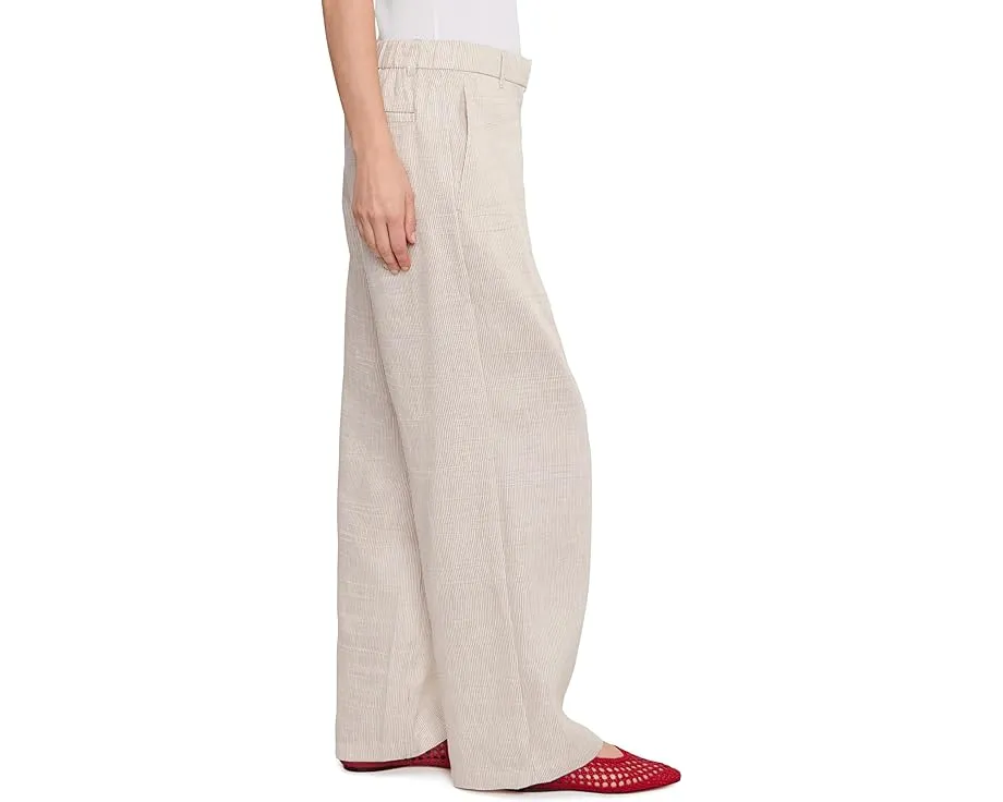 Striped Organic Linen Sheen High Waisted Full Length Trousers