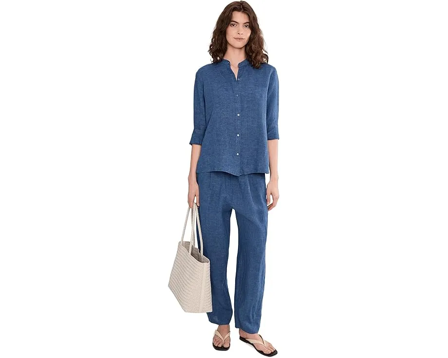 Брюки Eileen Fisher из выстиранного органического льна с плиссировкой и фонарным силуэтом