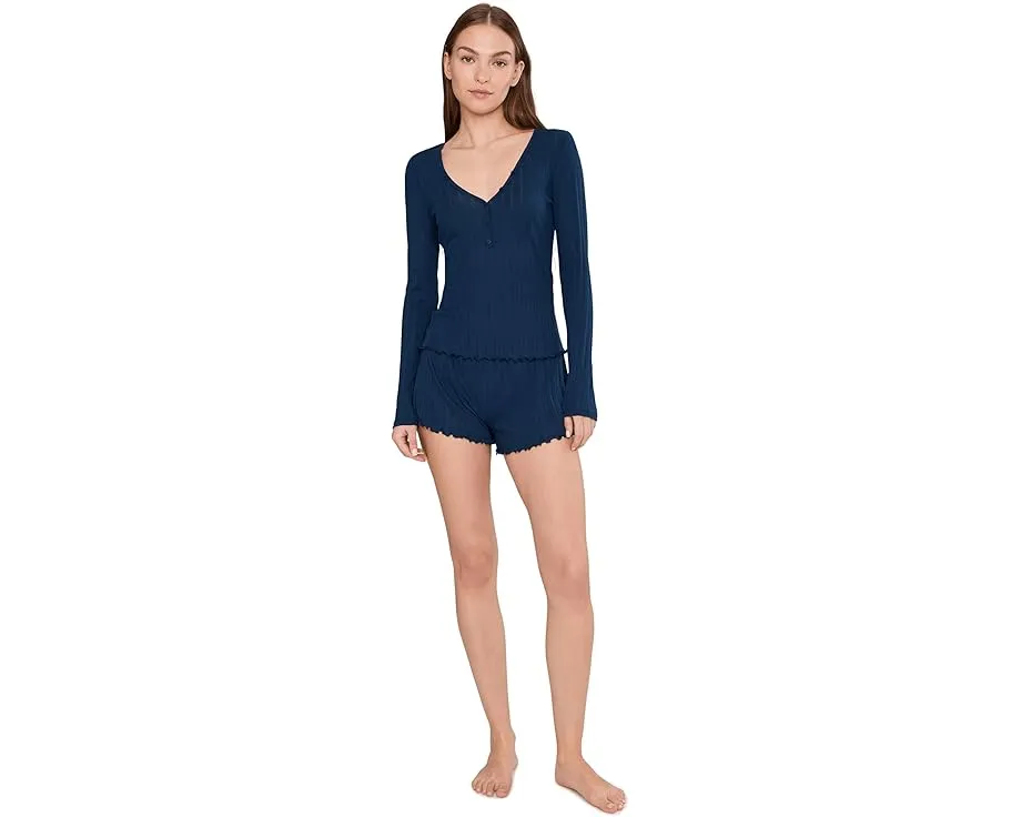 Хенли Eberjey Pointelle с V-образным вырезом и ажурной вязкой