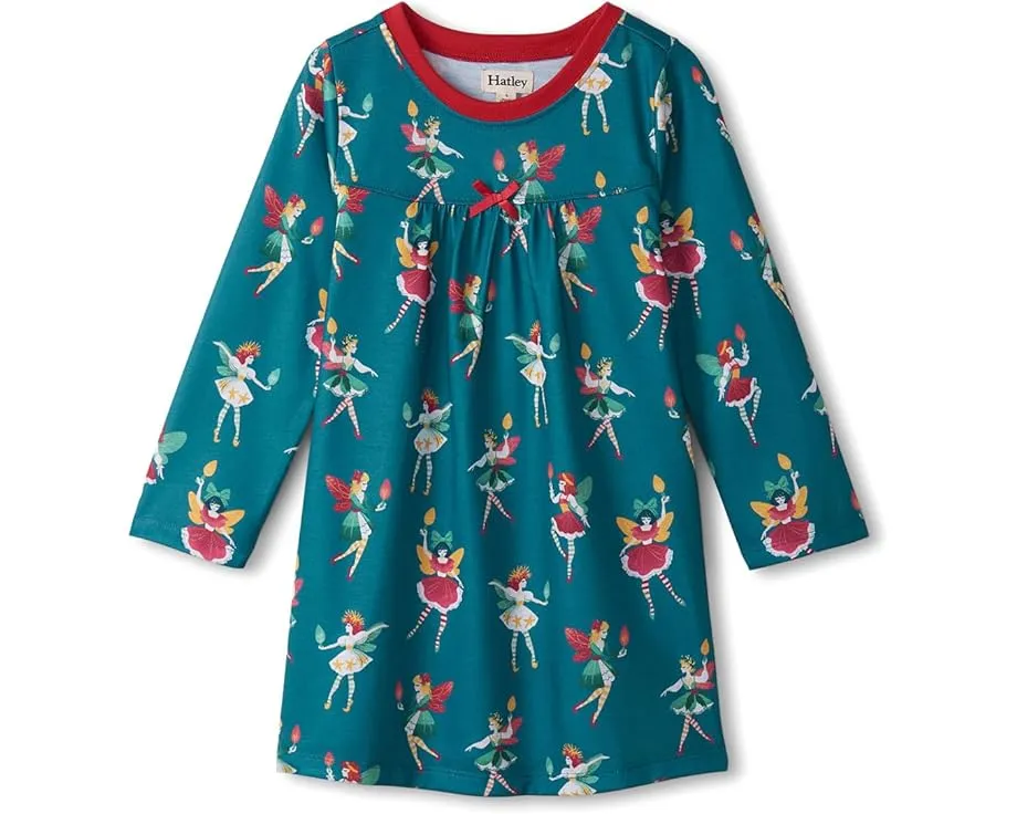 Ночная сорочка с длинным рукавом Hatley Kids для детей с бантом и сборками