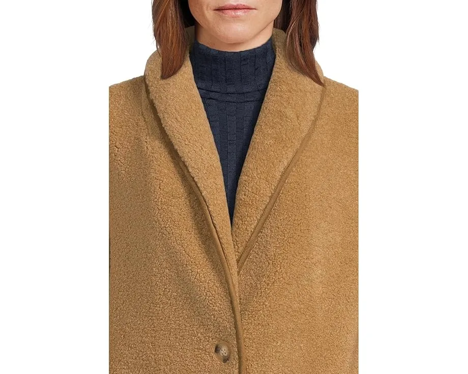 Пальто Lauren Ralph Lauren Sherpa W Trim 2 Bttn с воротником-шалью и отделкой из искусственного меха