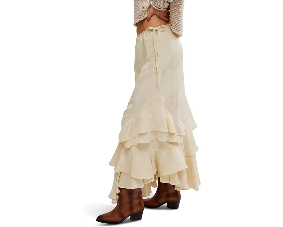 Джинсовая макси-юбка Free People Autumn Promenade с платочным кроем и цветными вставками