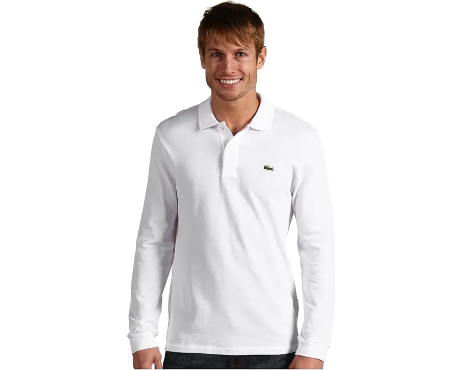 Поло Lacoste с длинным рукавом из пике с вышитым крокодилом