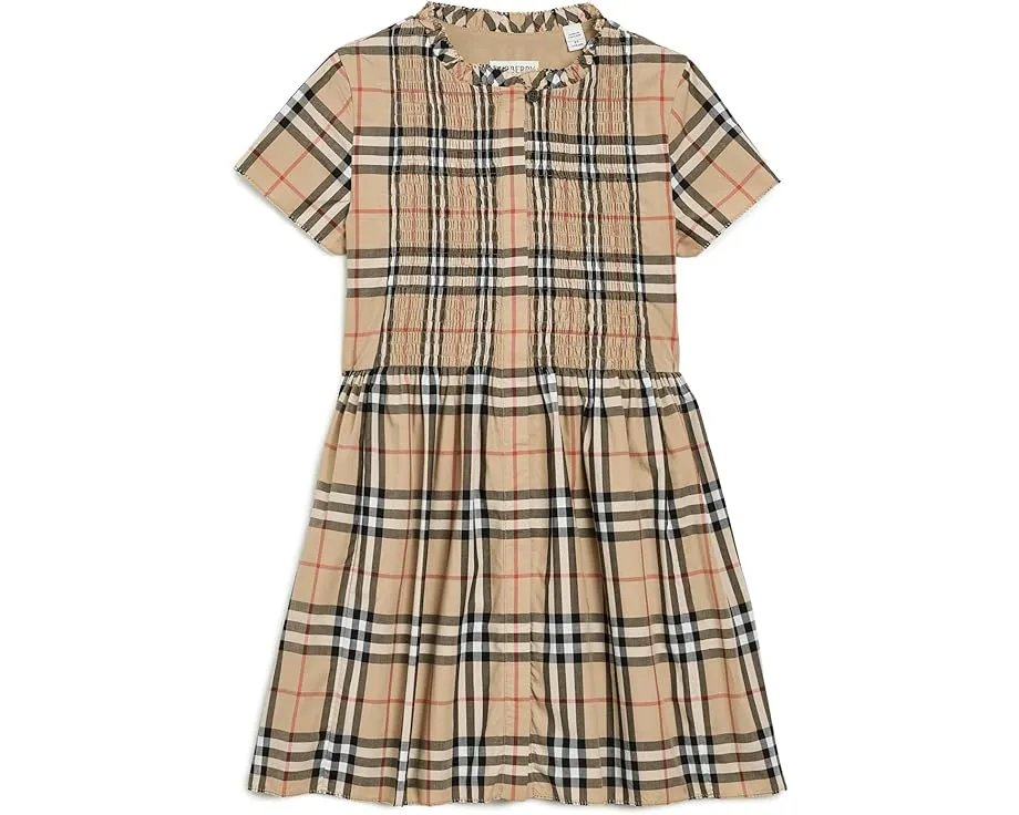 Платье Burberry Kids Rose в клетку с вышивкой пико
