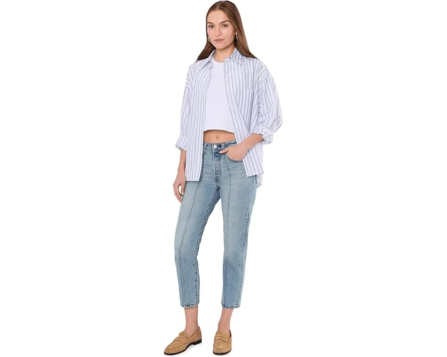 Джинсы Levi's 501 Crop зауженного кроя с высокой посадкой и потертостями