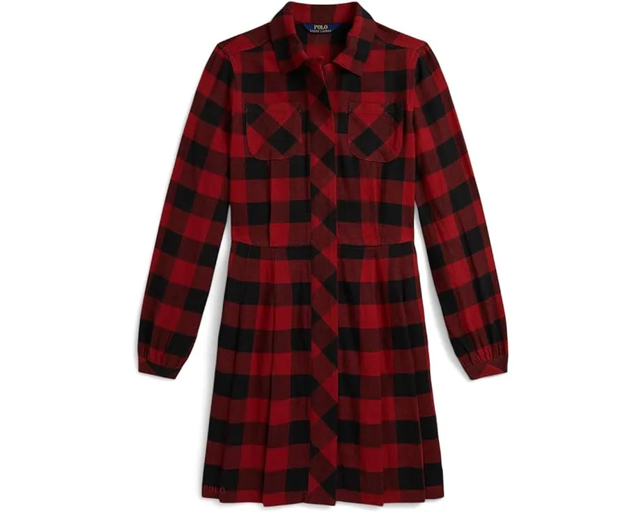 Платье из хлопковой саржи Buffalo Check для подростков Polo Ralph Lauren Kids