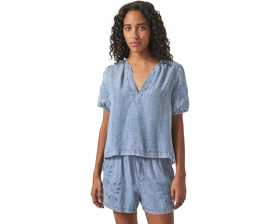 Блуза Splendid Cayden с вышивкой и короткими рукавами-фонариками