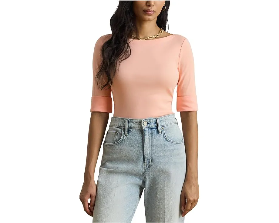Топ Lauren Ralph Lauren из хлопка с эластаном с лодочкой