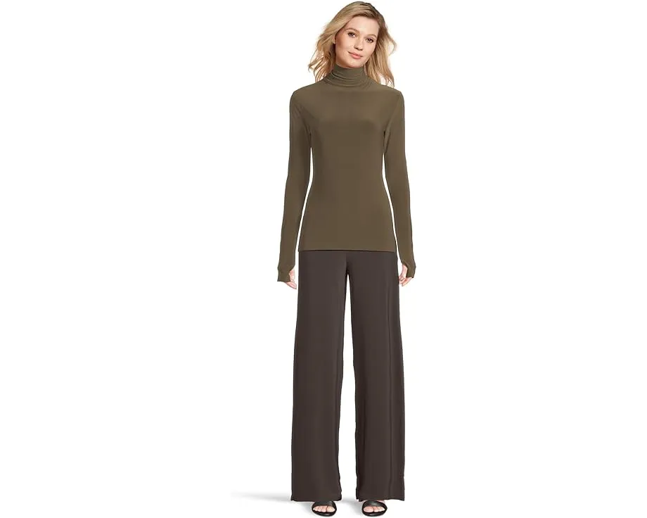 Norma Kamali Топ с длинным рукавом Slim Fit Long Sleeve Turtle Top с принтом и отверстиями для большого пальца
