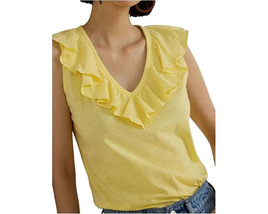 Топ Lauren Ralph Lauren без рукавов из джерси с рюшами и V-образным вырезом