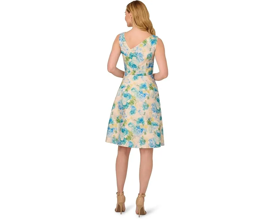 Платье миди Asymmetrical Jacquard от Adrianna Papell с асимметричным вырезом