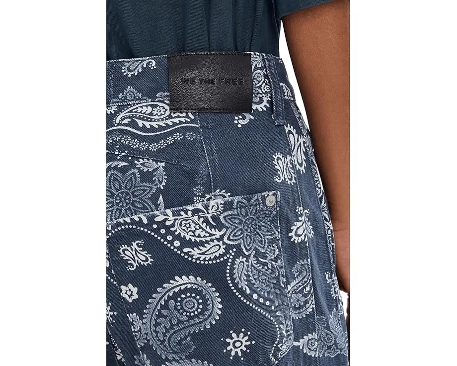 Джинсы Free People Good Luck Printed Barrel с расклешенным силуэтом