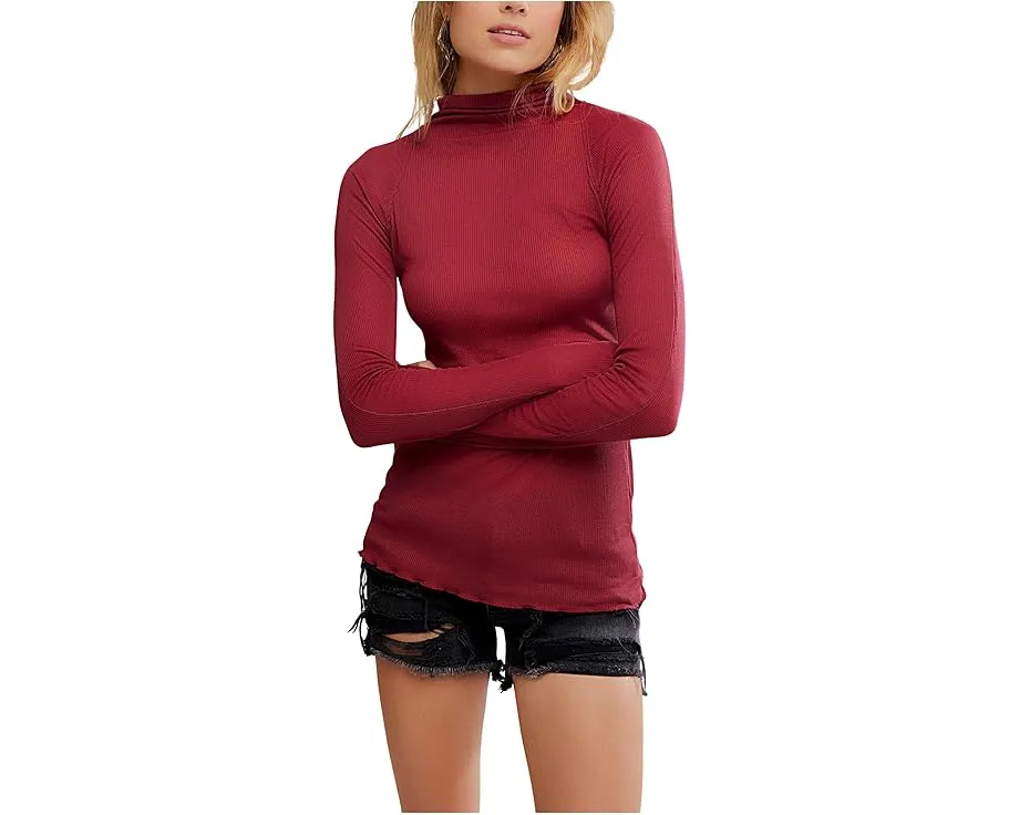 Боди Free People Close To Home Layering с длинными рукавами и высоким воротом