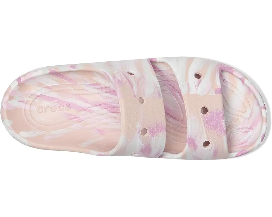 Классические сланцы Crocs с мраморным рисунком и двойными ремешками