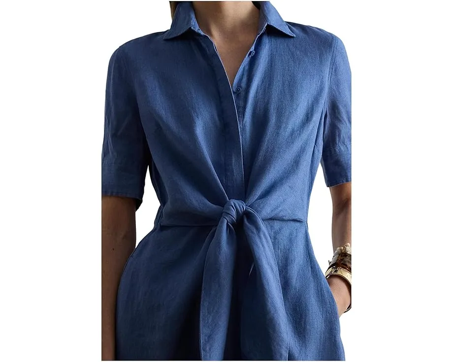 Платье-рубашка из льна с запахом Lauren Ralph Lauren