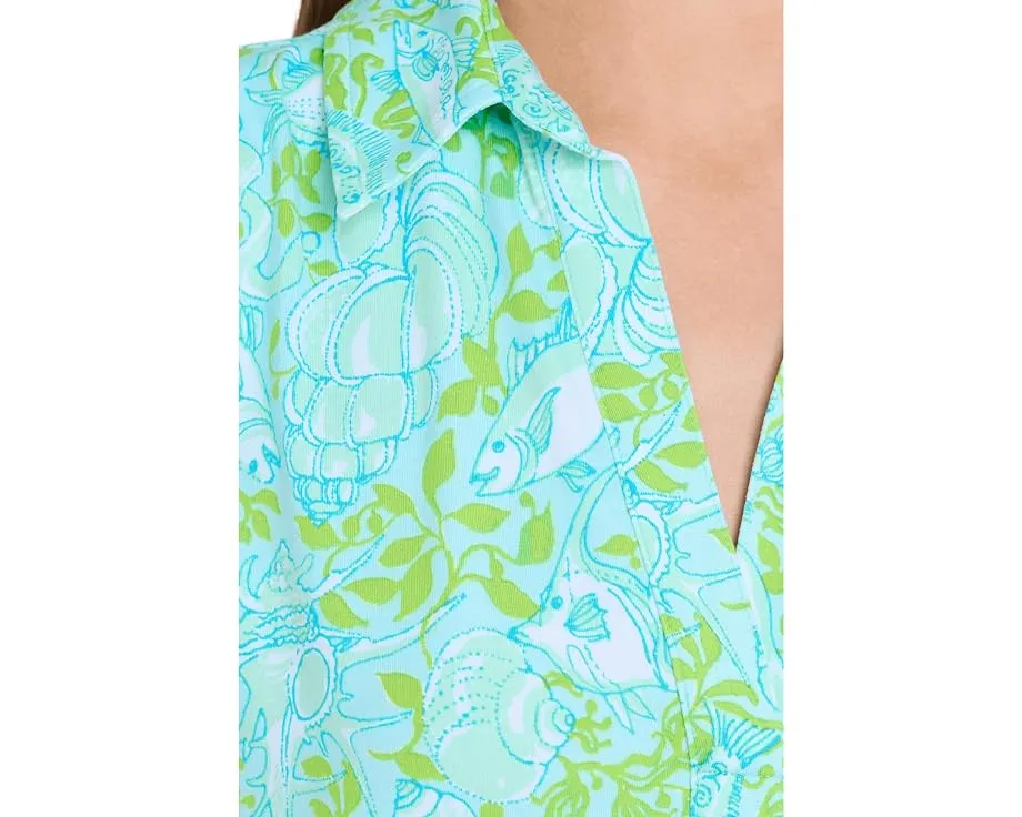 Lilly Pulitzer короткое платье Dune с защитой UPF 50 и отложным воротником