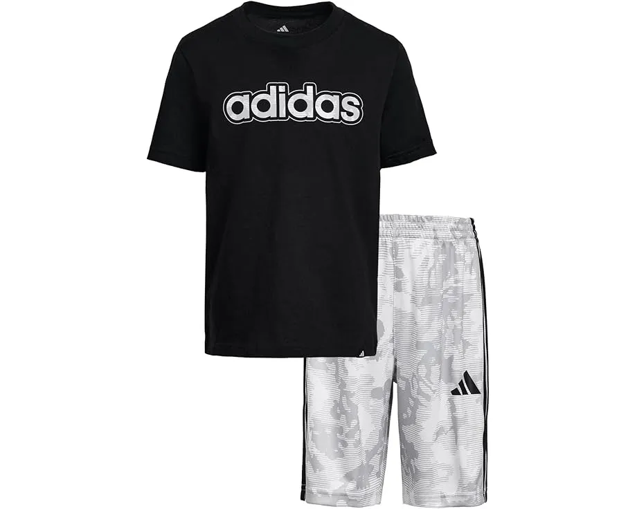 Детский комплект adidas Kids Aop Camo с футболкой и шортами в камуфляжном принте