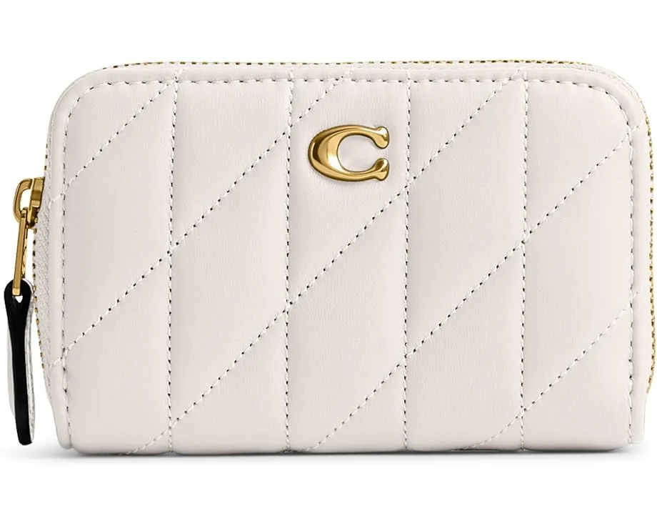 Маленький кардхолдер COACH с объемной стежкой и застежкой-молнией