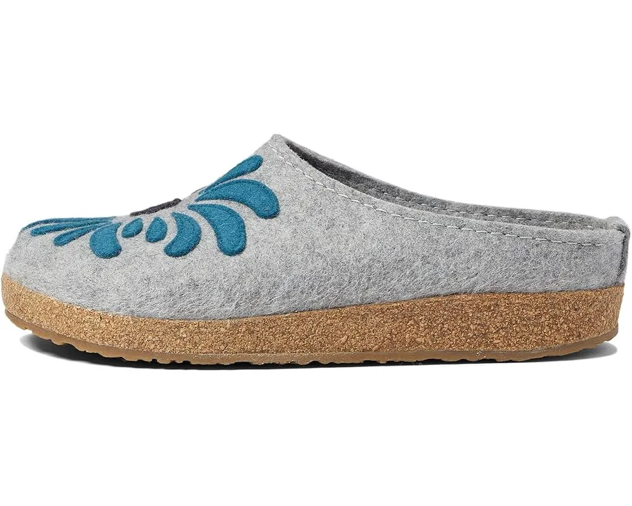 Haflinger Blooming домашние тапочки с аппликацией и плоской подошвой