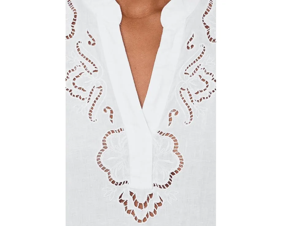 Floral Eyelet Coastalina 3/4 Sleeve Top