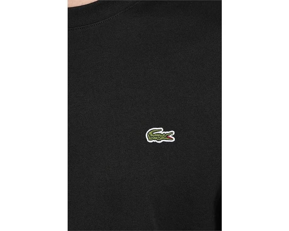 Длинная хлопковая футболка Lacoste с длинным рукавом и ребристыми манжетами