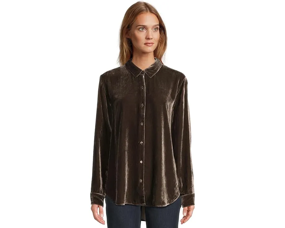 Длинная рубашка Eileen Fisher с классическим воротником из бархата