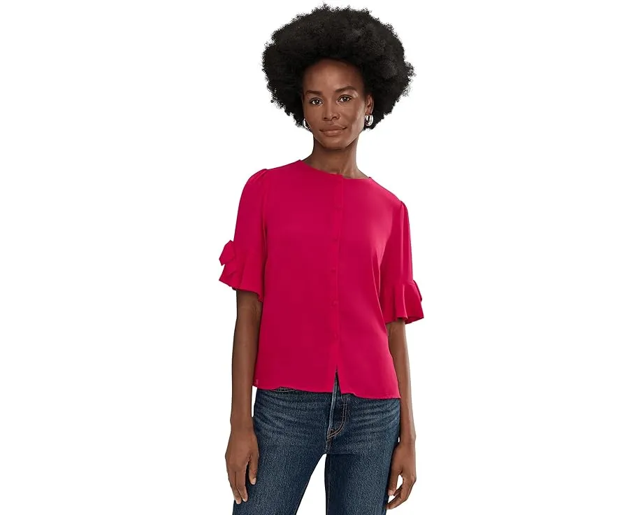 Топ CeCe с пышным рукавом до локтя и бантом