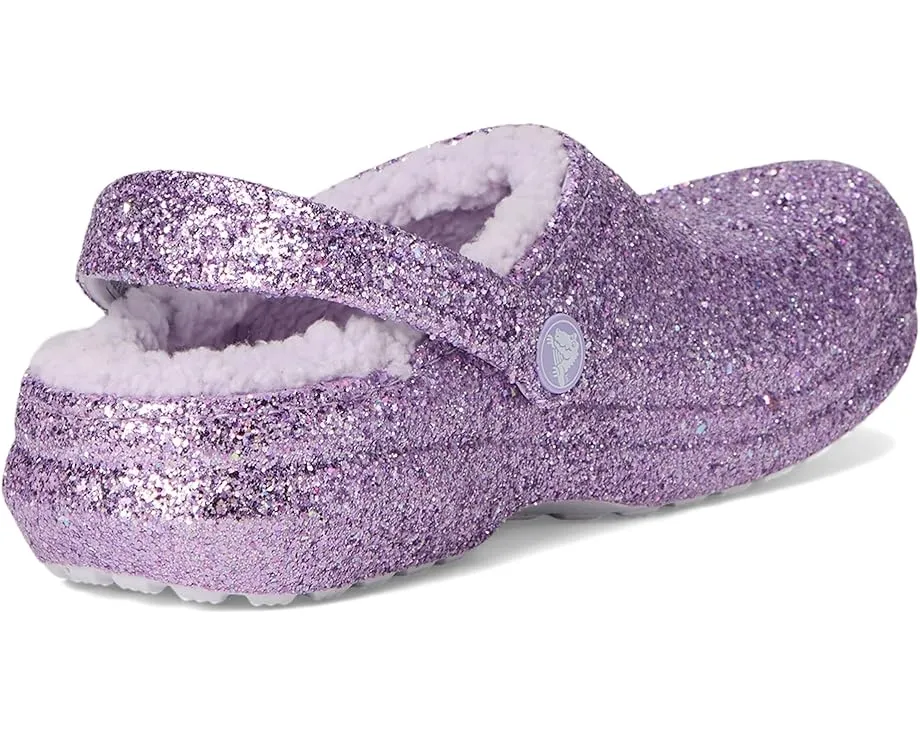 Crocs Classic Lined Glitter Clog утепленные блестящие сабо для малышей