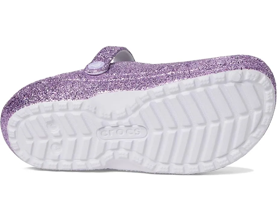 Блестящие кроксы Crocs Classic с подкладкой для детей на заднем ремешке