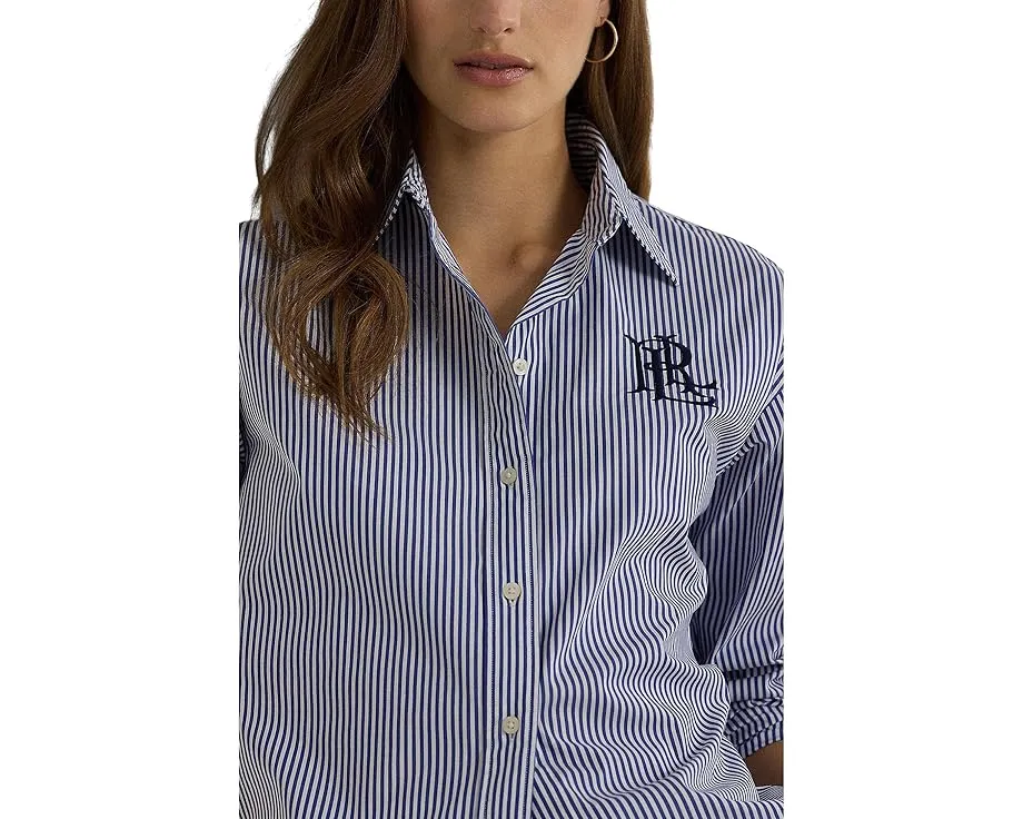 Хлопковая рубашка Lauren Ralph Lauren Relaxed Fit в полоску с технологией PUREPRESS