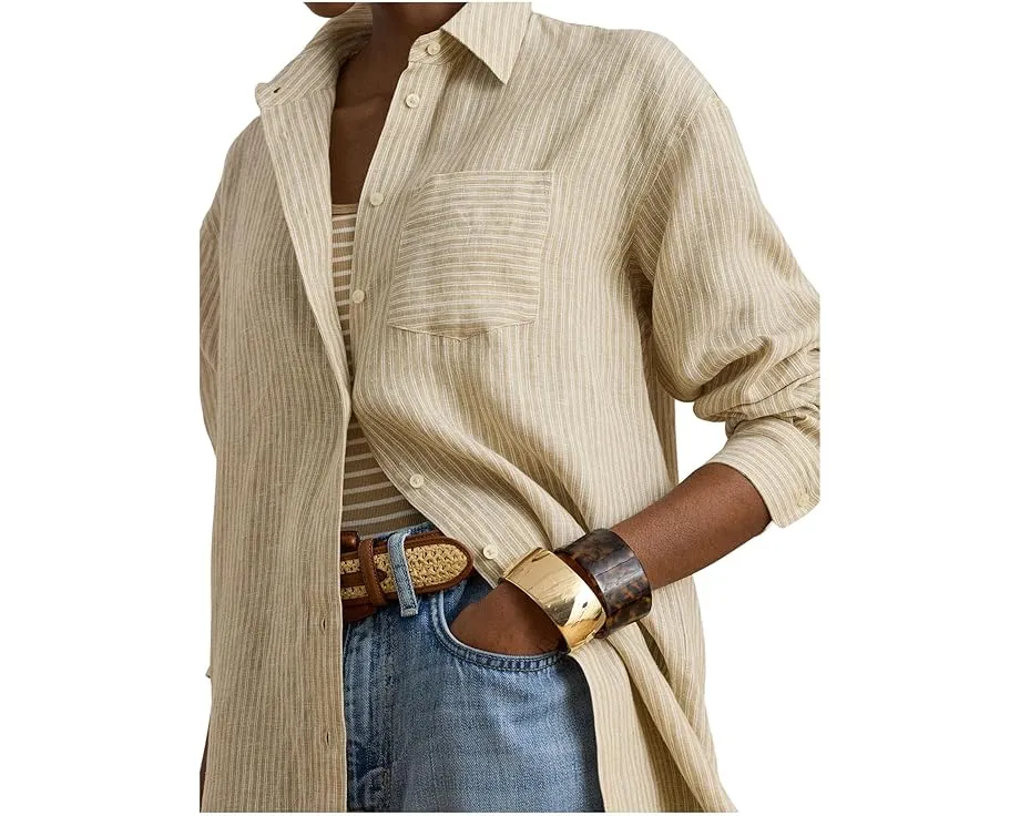 Рубашка Lauren Ralph Lauren свободного кроя из льна в полоску