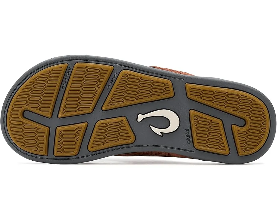 OluKai сандалии Tuahine Palm с водонепроницаемой кожей и вышивкой