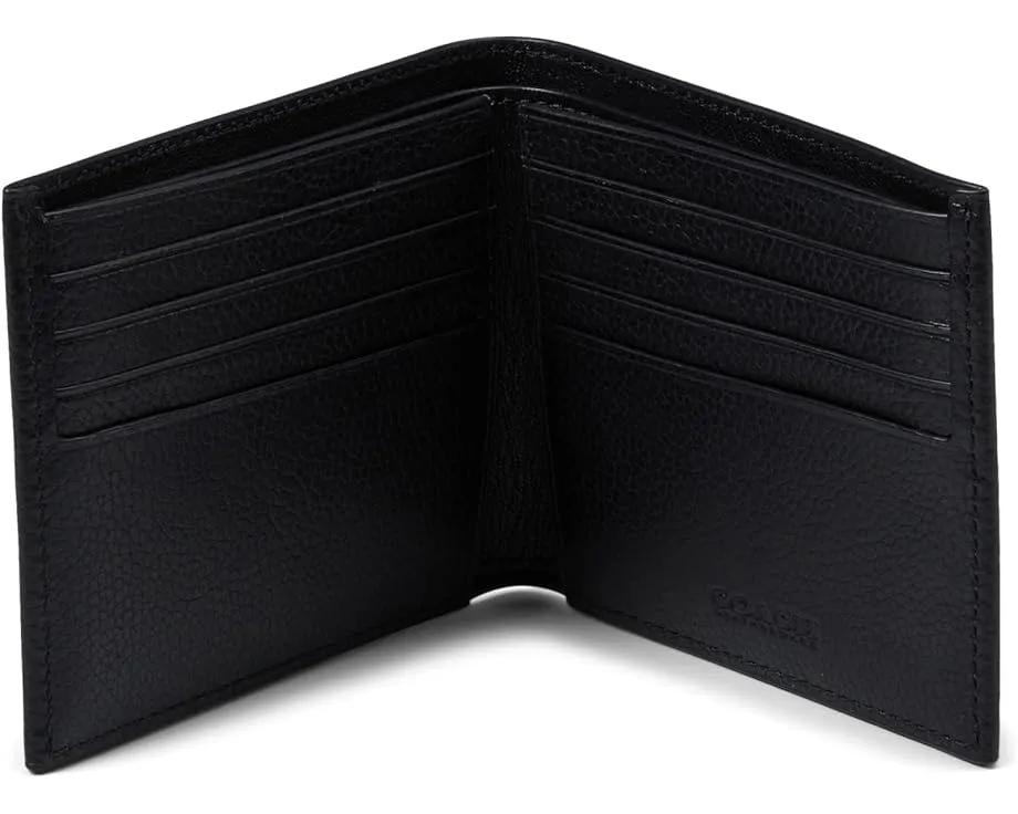 Кошелек COACH Refined Double Bill из кожи Pebble с филигранным логотипом C