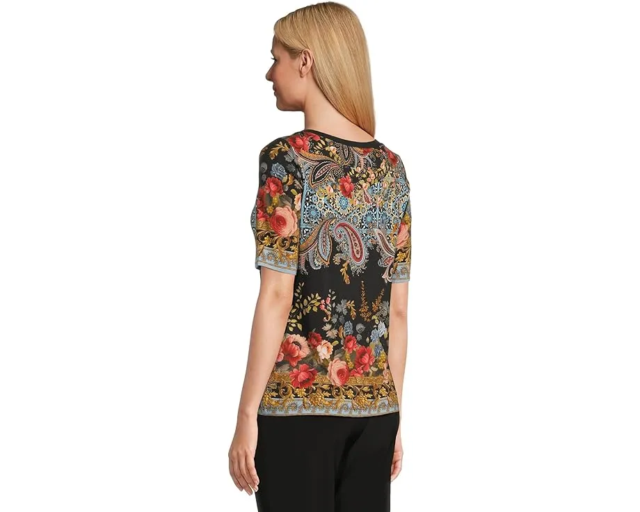 Футболка Johnny Was The Janie Favorite с лодочкой и рукавом три четверти