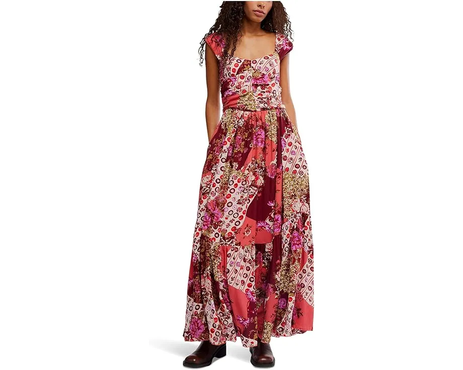 Платье макси Sasha Free People с вырезом лодочкой и сборками