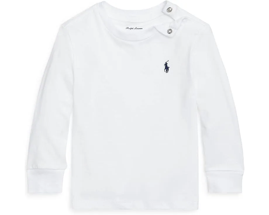 Длинная футболка Polo Ralph Lauren для малышей из хлопкового джерси с вышитым пони