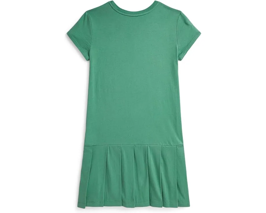 Платье из хлопкового джерси с плиссированной юбкой и вышитым пони Polo Ralph Lauren Kids