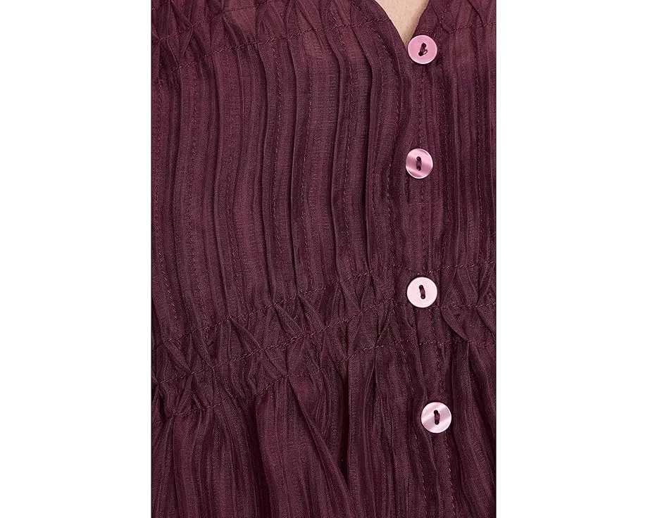 Топ с V-образным вырезом Pintuck Puff Sleeve от Vince Camuto