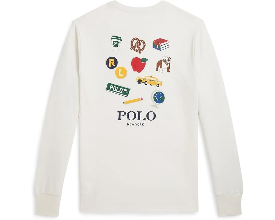 Хлопковая футболка Polo Ralph Lauren Kids с длинным рукавом и принтом для детей постарше