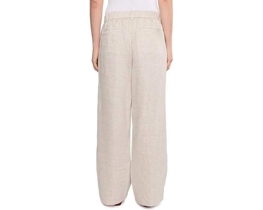 Striped Organic Linen Sheen High Waisted Full Length Trousers