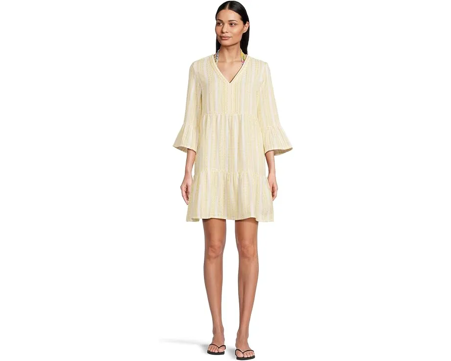 Хлопковое платье Cotton Dobby в ярус от Tommy Bahama с V-образным вырезом