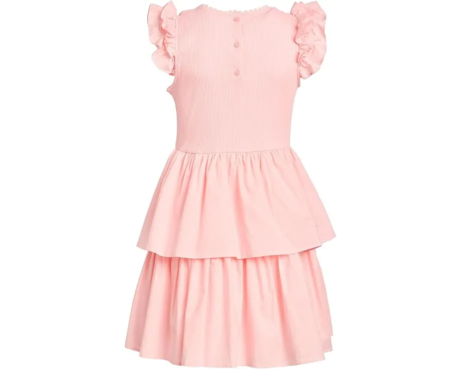 Платье смешанного стиля от Janie and Jack с ярусной юбкой и рукавами-крылышками