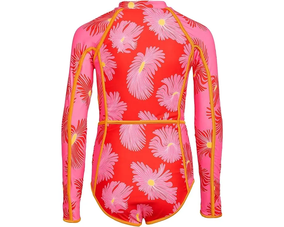 Обратный детский цельный купальник Maaji Kids Water Blossom Moorea с длинными рукавами и V-образным вырезом