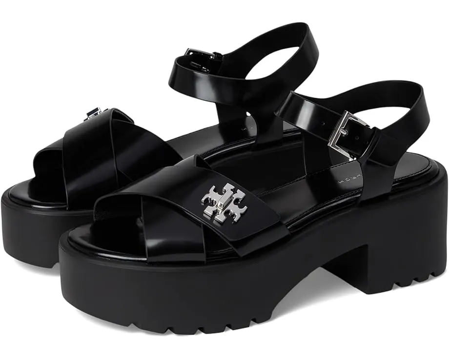 Tory Burch Сандалии T Lock Lug на каблуке 50 мм с перекрестными ремешками