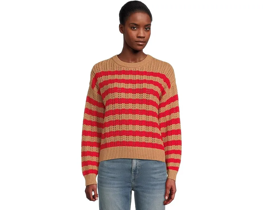 Свитер с полосатой вязкой из экологичного хлопкового микса