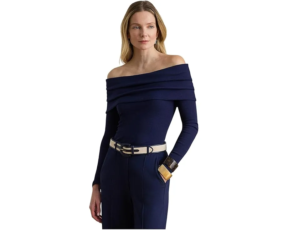 Топ Ribbed Cotton-Blend Off-The-Shoulder с открытыми плечами Lauren Ralph Lauren