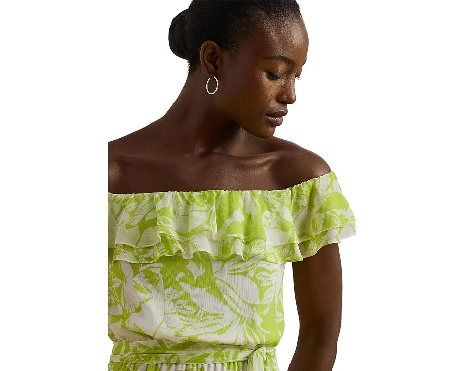 Lauren Ralph Lauren вечернее платье с открытыми плечами и цветочным принтом из жоржета