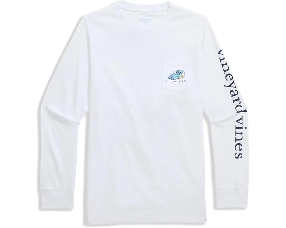 Длинная футболка Vineyard Vines Kids Top Dog с карманом для малышей, детей младшего и старшего возраста