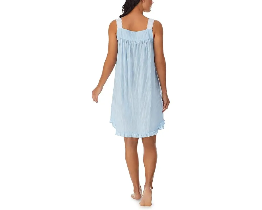 Хлопковая сорочка Eileen West без рукавов с кружевом и оборкой