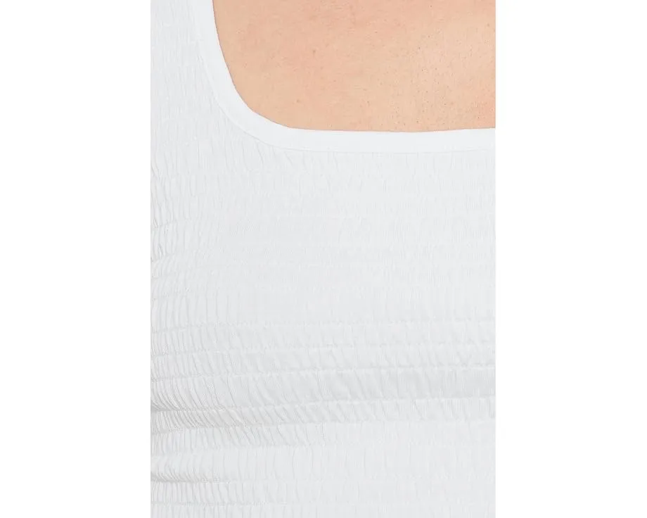 Madewell топ с круглым вырезом и сборкой